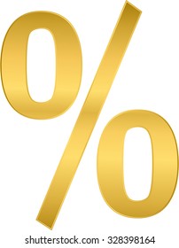the percent sign in gold vector