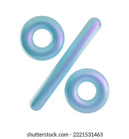 Percent sign holographic 3d. Vector icon glossy sale