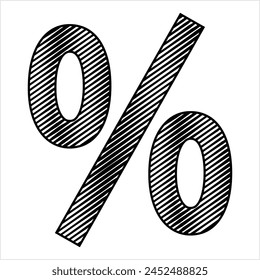 Percent Sign Icon, Percentage, %, Per Cent Sign, Mathematics Sign, Number, Ratio As A Fraction Of 100 Vector Art Illustration