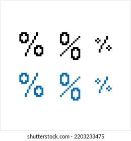 Percent Sign Icon Pixel Art, Percentage Icon, Per Cent Sign, Mathematics Sign, Number, Ratio As A Fraction Of 100 Vector Art Illustration, Digital Pixelated Form