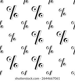 Percent Sign Icon Seamless Pattern, Percentage, Per Cent Sign, Number, Ratio As A Fraction Of 100 Vector Art Illustration