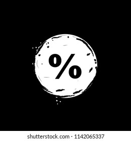 Percent sign icon vector illustration on black background