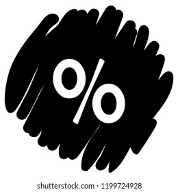 Percent sign icon vector illustration on black background. Eps10