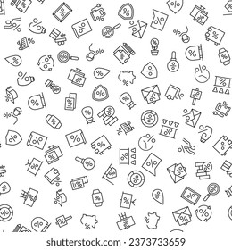 Percent Sign inside of Bag, Shield, Magnifying Glass, Shampoo, Flower Seamless Pattern for printing, wrapping, design, sites, shops, apps