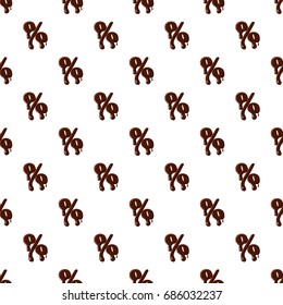Percent sign from latin alphabet with numbers and symbols made of dark melted chocolate