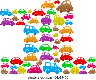 The percent sign is made of car