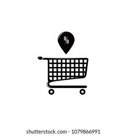 percent sign on the cart illustration. Element of shop and shopping for mobile concept and web apps. Detailed percent sign on the cart illustration can be used for web and mobile