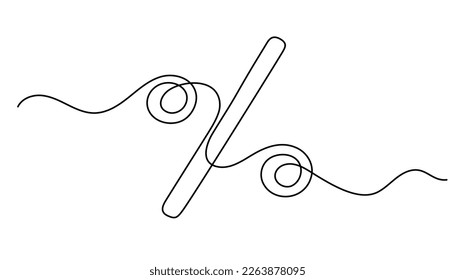 Porcentaje de signos de una línea de arte, contorno continuo, símbolo financiero de matemáticas dibujado a mano, diseño minimalista.Plantilla de moda para web, presentación.Acto editable.Aislado. Ilustración del vector