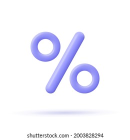 Percent sign. Percentage, discount, sale, promotion concept. 3d vector icon illustration.