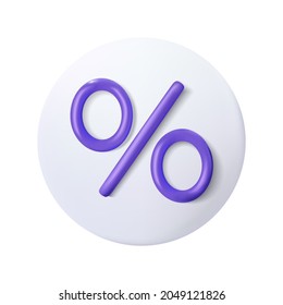 Percent sign. Percentage, discount, sale, promotion concept. 3d vector icon illustration. Special offer 3D vector free to edit. Price tag discount. Coupon percent discount, icon. UI interface symbol.