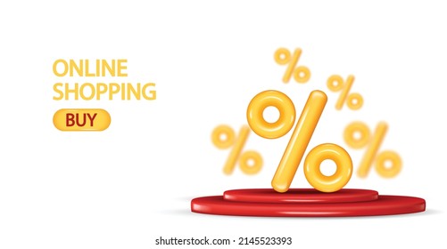 Percent Sign. Percentage, Discount, Sale, Promotion Concept. 3d Vector Icon Illustration.