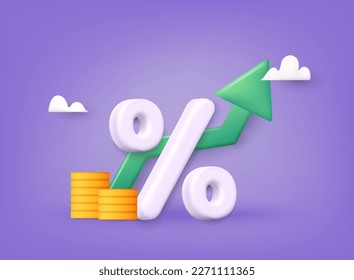 Percent sign. Percentage, discount, sale, promotion concept. 3D Web Vector Illustrations.