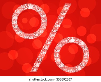 % percent sign sale words cloud, business concept background