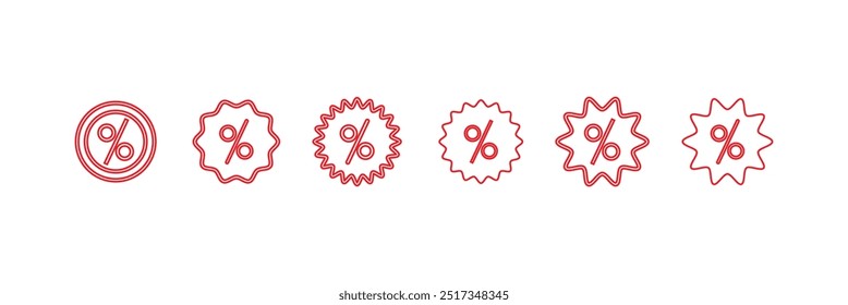 Percent sign in sircle, discount icon on light background. Sale symbol. Shopping, label, coupon, special, gift, business . Outline, flat and colored style. Flat design.
