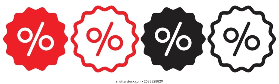 Percent sign in sircle, discount icon on light background. Sale symbol. Shopping, label, coupon, special, gift, business