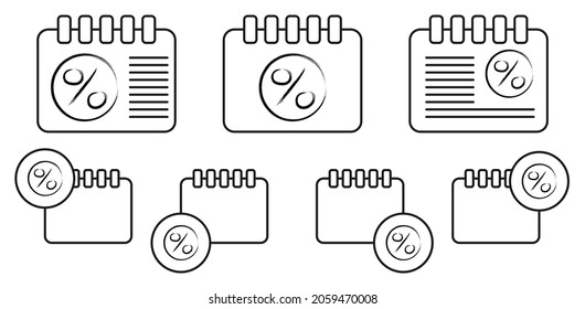 Percent Sign Sketch Style Vector Icon In Calender Set Illustration For Ui And Ux, Website Or Mobile Application