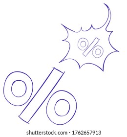 Percent Sign Sketch, Typography, Cartoon Illustration, Isolated Object On A White Background, Vector Illustration, Eps