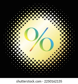 Percent sign special offer, banner design for discount and sale on golden background