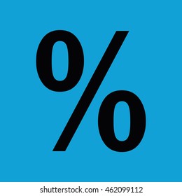 Percent sign vector icon. Blue background