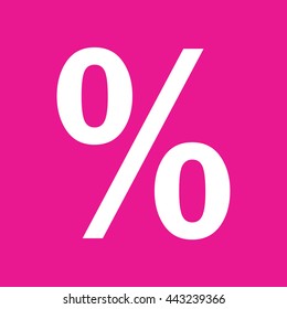 Percent sign vector icon. Pink background