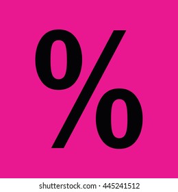 Percent sign vector icon. Pink background