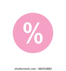 Percent sign vector icon. Pink button. Pink circle