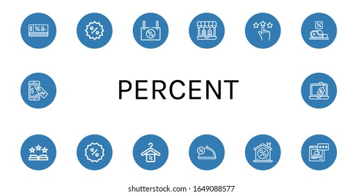 por ciento simple conjunto de iconos. Contiene iconos como Descuento, Calificación, Velocidad, que se pueden utilizar para web, móvil y logotipo