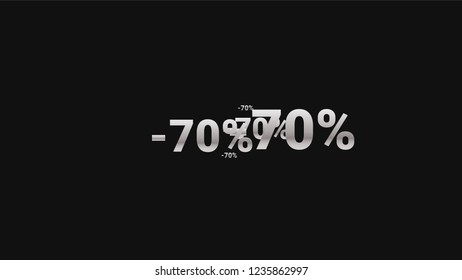 Percent Sings on Dark Background. Black Poster with Silver Percent Sings and Snowflakes. Vector Discount Sale Background.