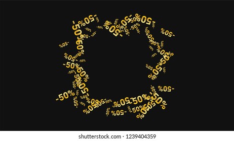 Percent Sings on Dark Background. Black Poster with Silver Percent Sings and Snowflakes. Vector Discount Sale Background.