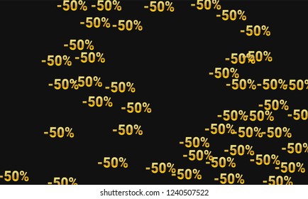 Percent Sings on Dark Background. Black Poster with Silver Percent Sings and Snowflakes. Vector Discount Sale Background.