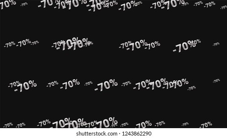 Percent Sings on Dark Background. Black Poster with Silver Percent Sings and Snowflakes. Vector Discount Sale Background.