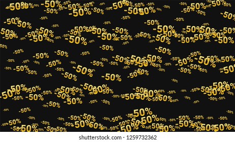 Percent Sings on Dark Background. Black Poster with Silver Percent Sings and Snowflakes. Vector Discount Sale Background.