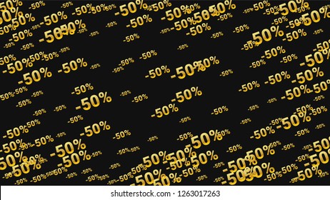 Percent Sings on Dark Background. Black Poster with Silver Percent Sings and Snowflakes. Vector Discount Sale Background.