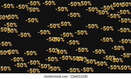 Percent Sings on Dark Background. Black Poster with Silver Percent Sings and Snowflakes. Vector Discount Sale Background.