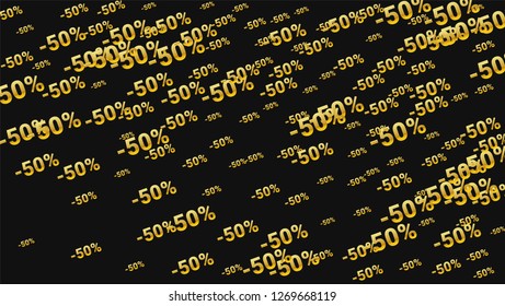 Percent Sings on Dark Background. Black Poster with Silver Percent Sings and Snowflakes. Vector Discount Sale Background.