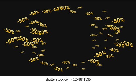 Percent Sings on Dark Background. Black Poster with Silver Percent Sings and Snowflakes. Vector Discount Sale Background.