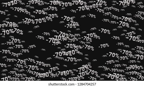 Percent Sings on Dark Background. Black Poster with Silver Percent Sings and Snowflakes. Vector Discount Sale Background.