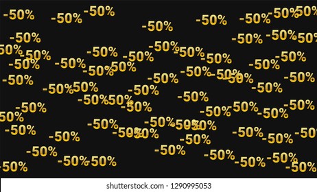 Percent Sings on Dark Background. Black Poster with Silver Percent Sings and Snowflakes. Vector Discount Sale Background.