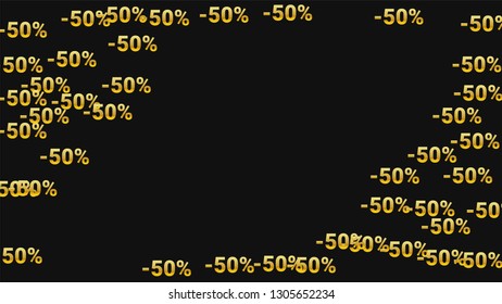 Percent Sings on Dark Background. Black Poster with Silver Percent Sings and Snowflakes. Vector Discount Sale Background.