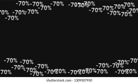 Percent Sings on Dark Background. Black Poster with Silver Percent Sings and Snowflakes. Vector Discount Sale Background.