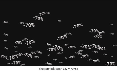 Percent Sings on Dark Background. Black Poster with Silver Percent Sings and Snowflakes. Vector Discount Sale Background.