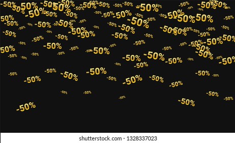 Percent Sings on Dark Background. Black Poster with Silver Percent Sings and Snowflakes. Vector Discount Sale Background.