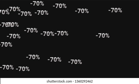 Percent Sings on Dark Background. Black Poster with Silver Percent Sings and Snowflakes. Vector Discount Sale Background.