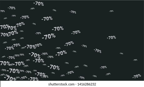 Percent Sings on Dark Background. Black Poster with Silver Percent Sings and Snowflakes. Vector Discount Sale Background.
