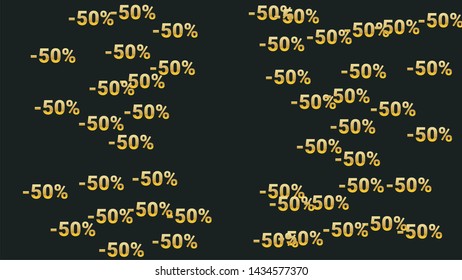 Percent Sings on Dark Background. Black Poster with Silver Percent Sings and Snowflakes. Vector Discount Sale Background.