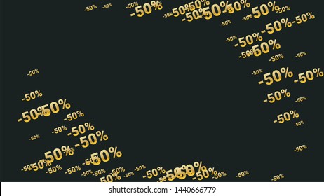 Percent Sings on Dark Background. Black Poster with Silver Percent Sings and Snowflakes. Vector Discount Sale Background.