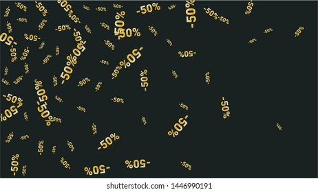 Percent Sings on Dark Background. Black Poster with Silver Percent Sings and Snowflakes. Vector Discount Sale Background.