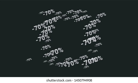 Percent Sings on Dark Background. Black Poster with Silver Percent Sings and Snowflakes. Vector Discount Sale Background.