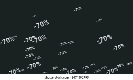 Percent Sings on Dark Background. Black Poster with Silver Percent Sings and Snowflakes. Vector Discount Sale Background.
