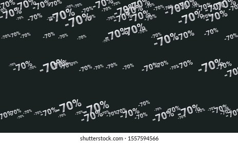 Percent Sings on Dark Background. Black Poster with Silver Percent Sings and Snowflakes. Vector Discount Sale Background.